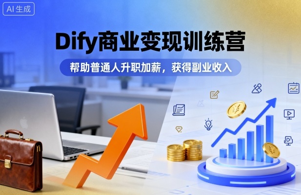 Dify商业变现训练营，帮助普通人升职加薪，获得副业收入-优优云网创
