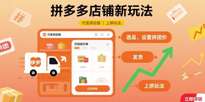 拼多多店铺新玩法,代发供应链上拼玩法-优优云网创