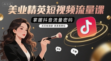 美业精英短视频流量课,掌握抖音流量密码,天天有询单,条条有转化-优优云网创