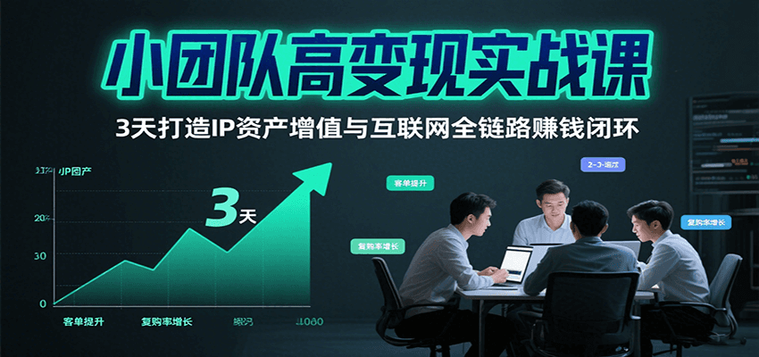 小团队高变现实战课，3天打造IP资产增值与互联网全链路赚钱闭环(第二期)-优优云网创