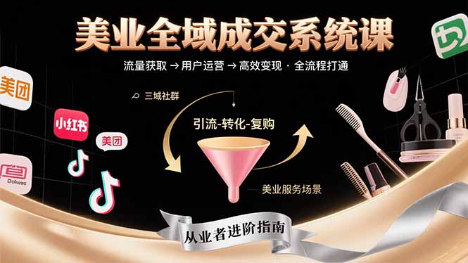 美业全域成交系统课程:帮助美业从业者打通从流量获取到高效变现全流程-优优云网创