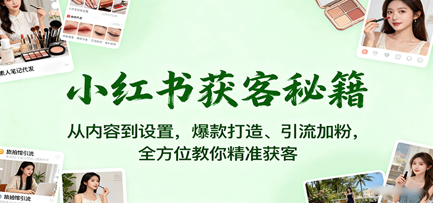 小红书获客秘籍：从内容到设置，爆款打造、引流加粉，全方位教你精准获客-优优云网创
