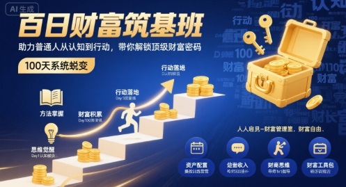 百日财富筑基班,助力普通人从认知到行动,带你解锁顶级财富密码-优优云网创