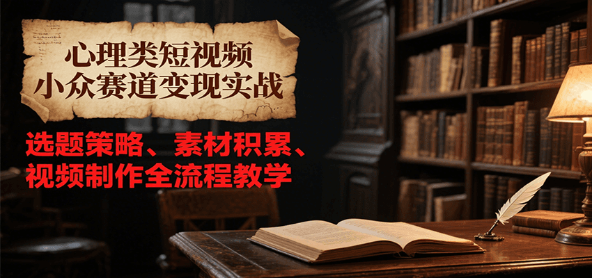 心理类短视频小众赛道变现实战，选题策略、素材积累、视频制作全流程教学-优优云网创