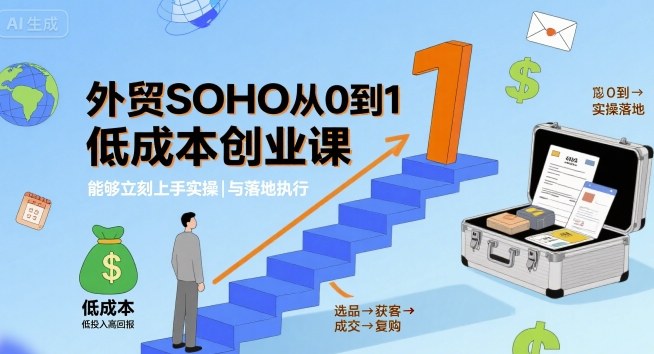 外贸SOHO从0到1低成本创业课，能够立刻上手实操与落地执行-优优云网创