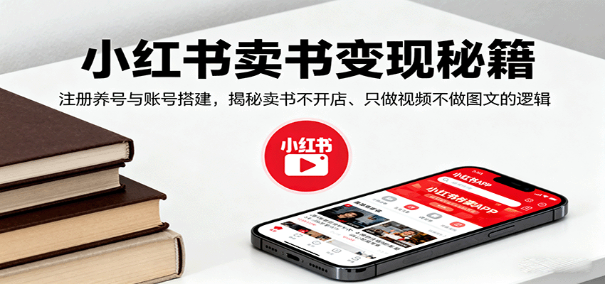 小红书卖书变现秘籍，注册养号与账号搭建，揭秘卖书不开店、只做视频不做图文的逻辑-优优云网创