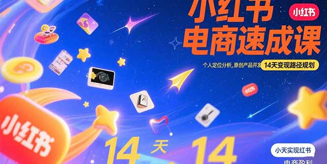 小红书虚拟电商速成课:个人定位分析,原创产品开发,14天变现路径规划-优优云网创