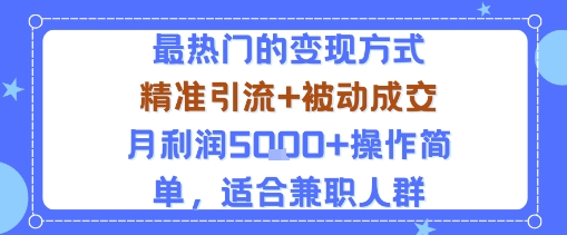 小众赛道玩法：当下最热门的变现方式，精准引流+被动成交月利润5k+操作简单，适合兼职人群-优优云网创