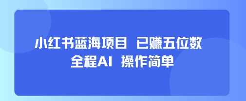 小红书蓝海项目，全程AI，操作简单，已挣五位数-优优云网创