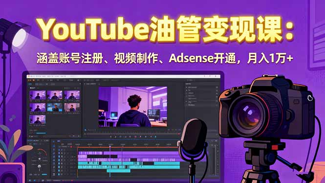 2025YouTube油管变现课：涵盖账号注册、视频制作、Adsense开通，月入1万+-优优云网创