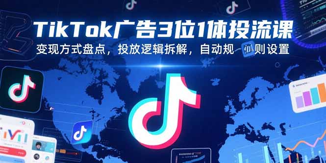 TikTok广告3位1体投流课，变现方式盘点，投放逻辑拆解，自动规则设置-优优云网创