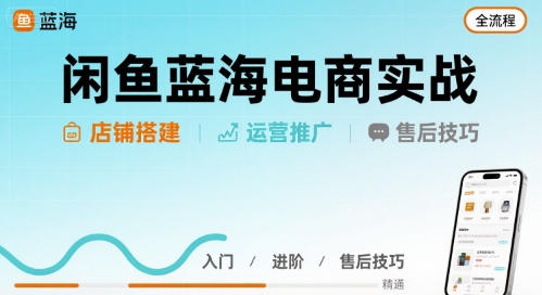 闲鱼蓝海电商实战，店铺搭建运营售后全流程-优优云网创