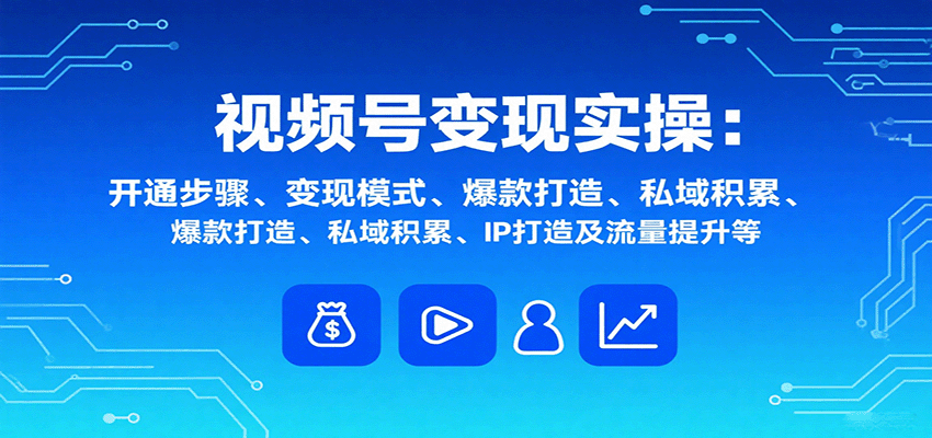 视频号变现实操,含开通步骤、变现模式、爆款打造、私域积累、IP打造及流量提升等-优优云网创