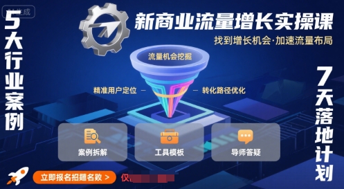新商业流量增长实操课，找到增长机会，加速流量布局-优优云网创