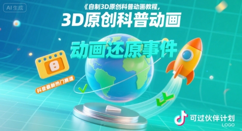 自制3D原创科普动画教程,动画还原事件,抖音最新热门赛道,可过伙伴计划-优优云网创