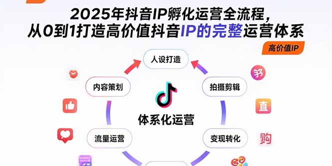 2025年抖音IP孵化运营全流程，从0到1打造高价值抖音IP的完整运营体系-优优云网创