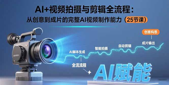 AI+视频拍摄与剪辑全流程:从创意到成片的完整AI视频制作能力(25节课-优优云网创