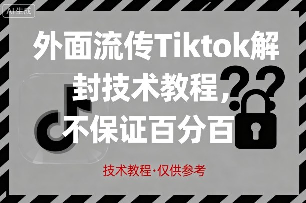 外面流传Tiktok解封技术教程,不保证百分百,具体自测-优优云网创
