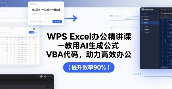 WPS Excel办公精讲课,教用 AI 生成公式,VBA 代码,助力高效办公-优优云网创