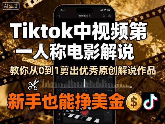 Tiktok中视频第一人称电影解说，教你从0到1剪出一个优秀的原创解说作品，新手也能挣美金-优优云网创