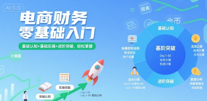 电商财务零基础入门，基础认知+基础实操+进阶突破，轻松掌握-优优云网创