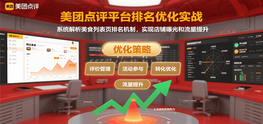美团点评平台排名优化实战，系统解析美食列表页排名机制，实现店铺曝光和流量提升-优优云网创
