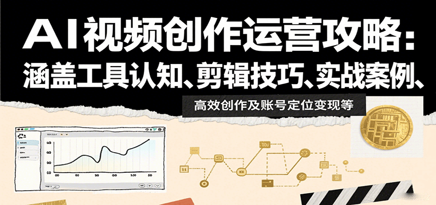 AI视频创作运营攻略:涵盖工具认知、剪辑技巧、实战案例、高效创作及账号定位变现等-优优云网创