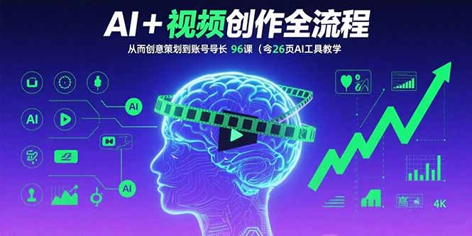 AI+短视频创作全流程:从创意策划到账号增长,96节课(含26项AI工具教学-优优云网创