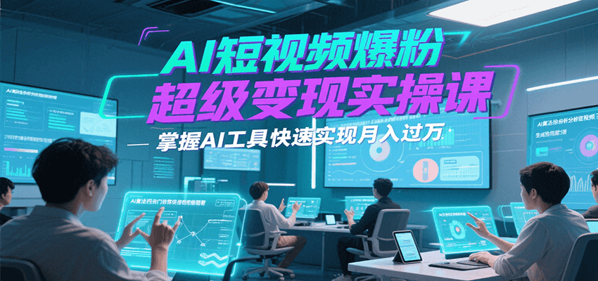 AI短视频爆粉超级变现实操课，掌握AI工具快速实现月入过万-优优云网创