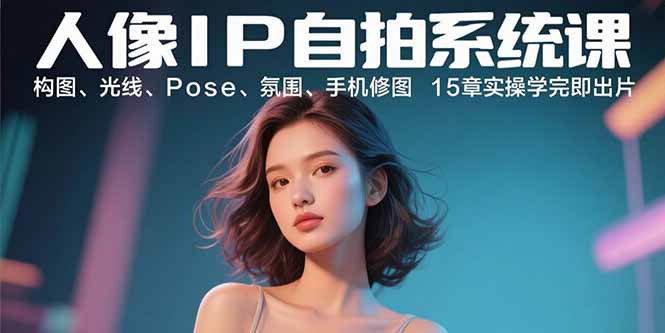 人像IP自拍系统课:构图、光线、Pose、氛围、手机修图 15章实操学完即出片-优优云网创
